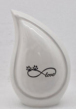 Paw Pearl White Aluminium Teardrop Pet Cremation Urn