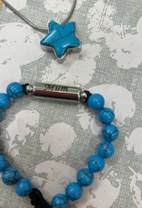 Unisex Blue Casual Lava Stone Urn Bracelet - Memorial Ash Keepsake Jewellery - With Optional Personalised Engraved