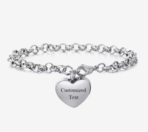 Heart Link Chain Urn Bracelet with Option Personalised Engraving