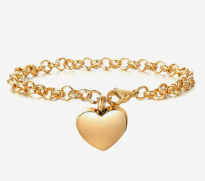 Heart Link Chain Urn Bracelet with Option Personalised Engraving