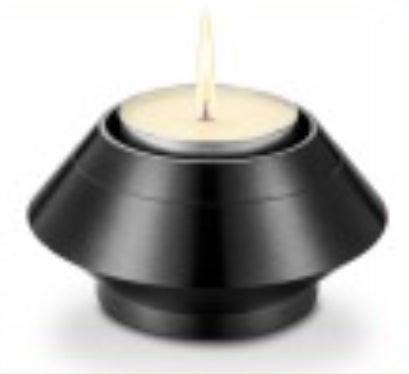 Miniature Elegant Black Keepsake Urn with Tealight Candle Holder for Ashes Cremains