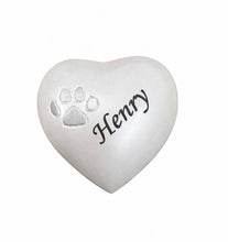 Paw Print on White Heart Urn Keepsake for Dog Cat Ashes Cremation with Optional Personlisation