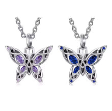 Purple or Blue Vintage Butterfly Cremation Urn Pendant