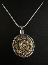 Black and Gold Flower Circle Cremation Urn Pendant