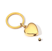Gold or Silver Heart Keyring Cremation Urn with Optional Personalisation