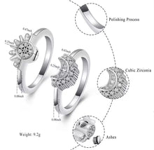 Moon and Sun Stacking Cremation Urn Ring