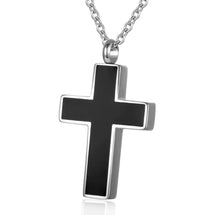 Black and Silver Classic Cross Cremation Urn Pendant