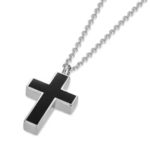 Black and Silver Classic Cross Cremation Urn Pendant