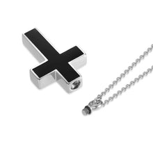 Black and Silver Classic Cross Cremation Urn Pendant