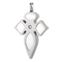 Pearl and Silver Crystal Cross Cremation Urn Pendant