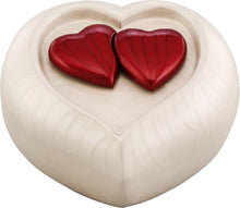 Large Pearl and Red Enamel Heart of Heaven Contemporary Adult Urn