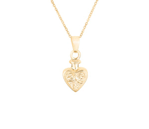 9ct Gold Small Vintage Heart Cremation Urn Pendant with Optional Personalisation