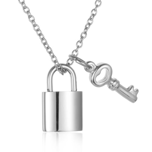 Silver Padlock and Key with Optional Personalisation Cremation Urn Pendant