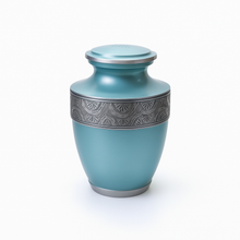 Pale Aqua and Silver Adult Urn with Optional Personalised Engraving