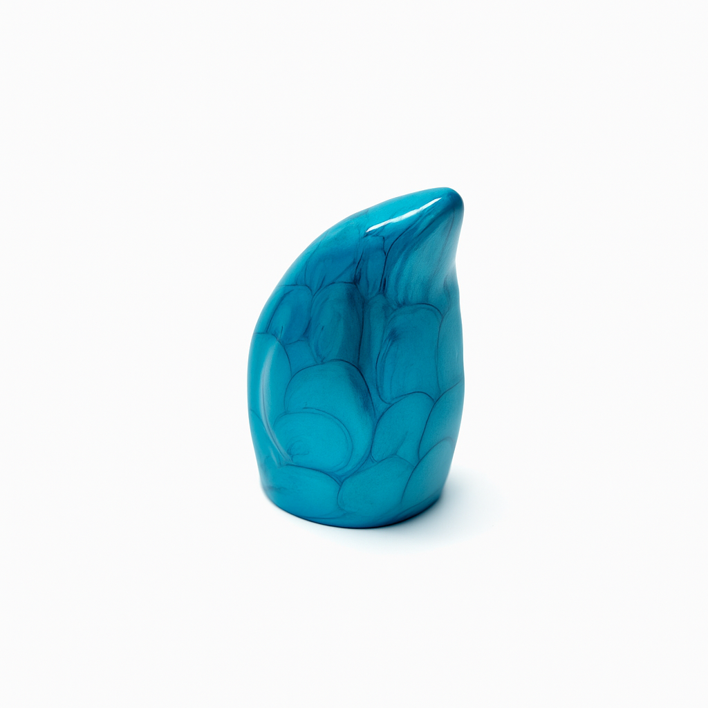 Miniature Aqua Enamel Teardrop Aluminium Keepsake Urn