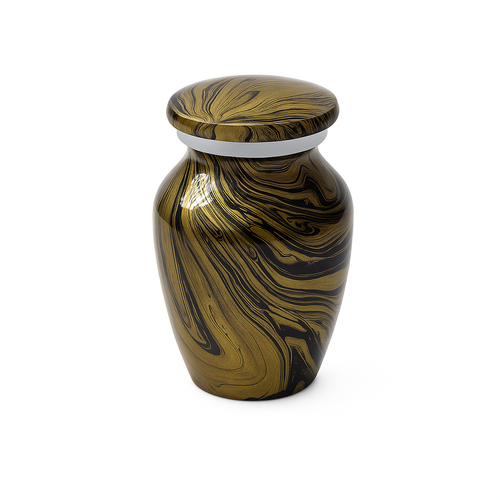 Miniature Gold and Black Marble Effect Keepsake Urn