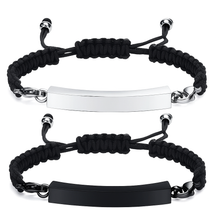 Unisex Adjustable Braided Rope in Silver or Black Urn Bracelet - Memorial Ash Keepsake Jewellery - With Optional Personalised Engraved