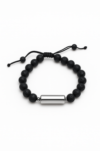 Adjustable Casual Lava Stone Urn Bracelet - Memorial Ash Keepsake Jewellery - With Optional Personalised Engraved