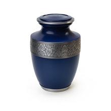 Navy Blue and Silver Adult Urn with Optional Personalised Engraving