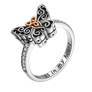 Silver Butterfly Cremation Urn Ring