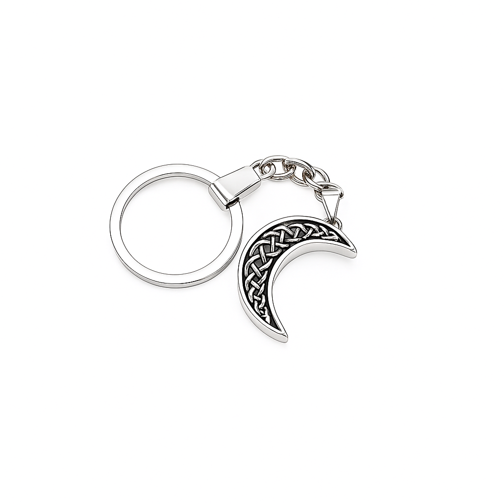 Crescent Celtic Moon Cremation Urn Keyring with Optional Personalisation