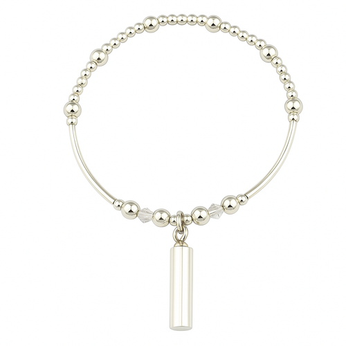 Sterling Silver Cylinder Cremation Urn Stacking Bracelet