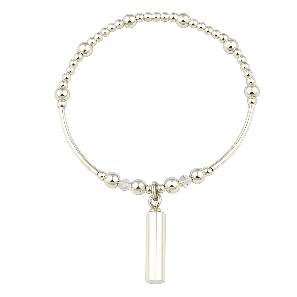 Sterling Silver Vintage Cylinder Cremation Urn Stacking Bracelet