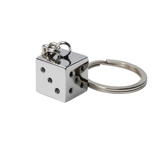Silver Dice Cremation Urn Keychain