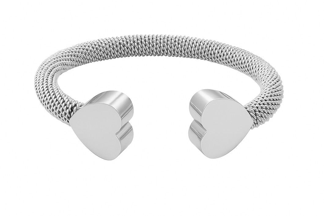 Dual Ashes Heart Charm Urn Bracelet with Optional Personalised Engraving