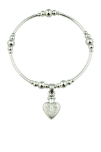 Sterling Silver Vintage Heart Cremation Urn Stacking Bracelet