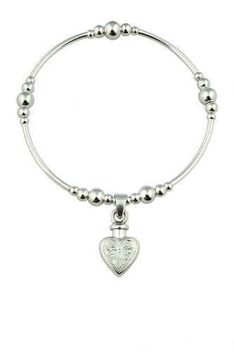 Sterling Silver Vintage Heart Cremation Urn Stacking Bracelet