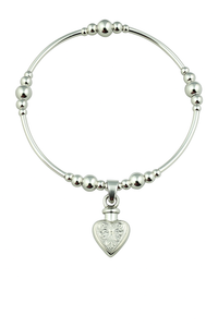 Sterling Silver Vintage Heart Cremation Urn Stacking Bracelet