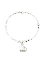 Sterling Silver Heart with Crystals Cremation Urn Stacking Bracelet