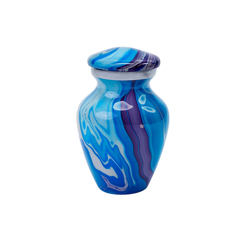 Miniature Purple and Blue Marble Effect Keepsake Urn
