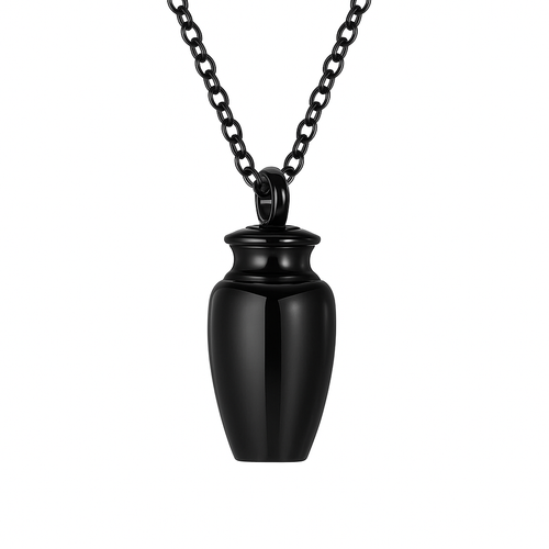 Unisex Black Earthen Jar Ashes Pendant