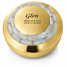 Large Mother of Pearl Adult Brass Urn with Optional Personalisation