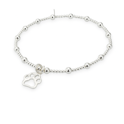 Sterling Silver Paw Design Stacking Bracelet