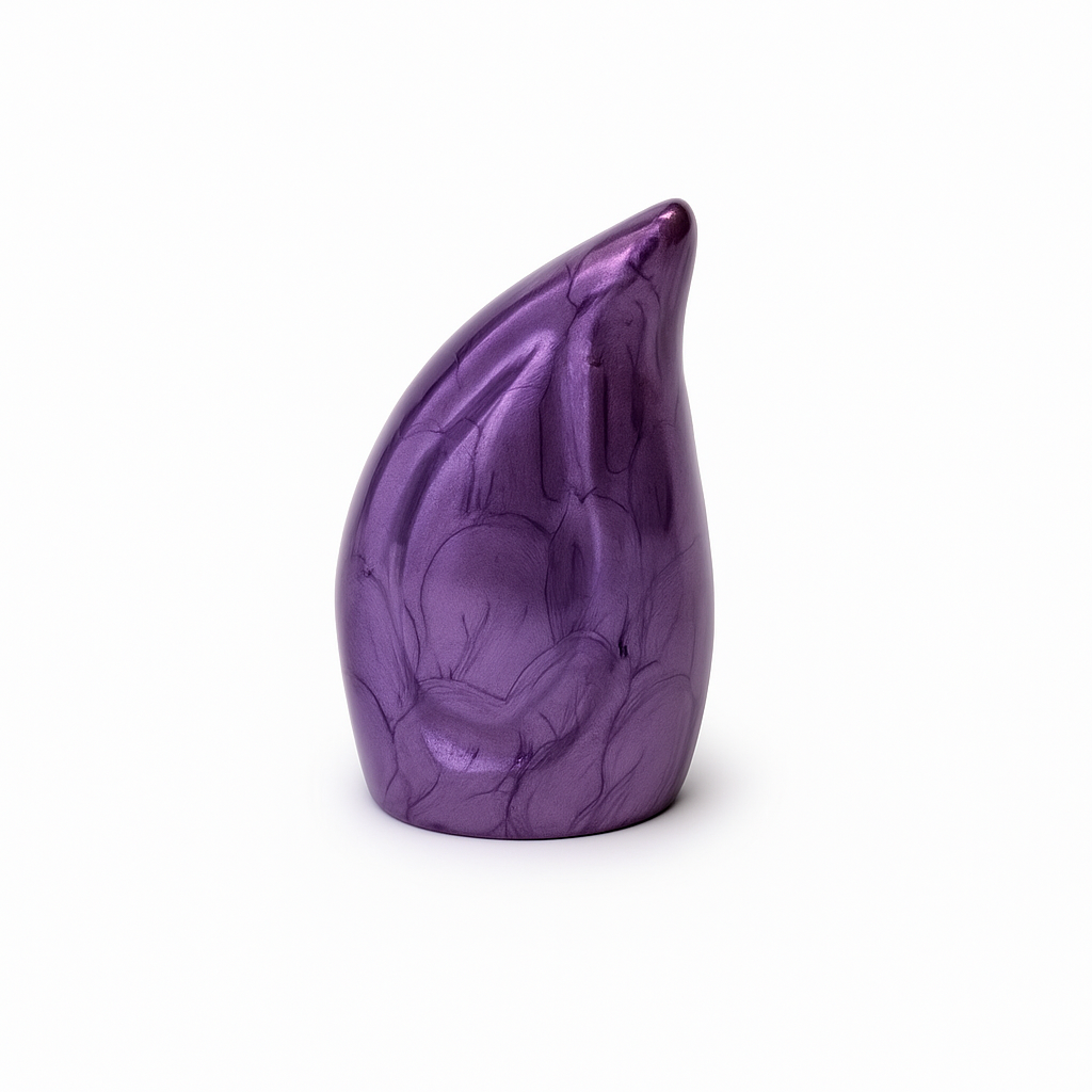 Miniature Purple Enamel Teardrop Aluminium Keepsake Urn
