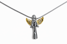 Silver with Gold Wings Angel Cremation Urn Pendant