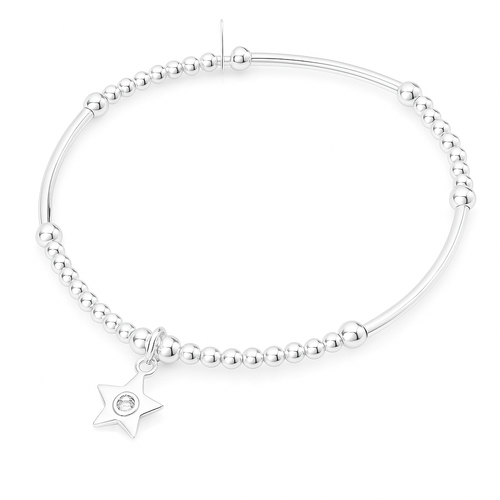 Sterling Silver Crystal Star Stacking Bracelet