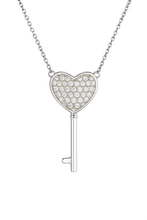 Sterling Silver Heart Key Cremation Urn Pendant