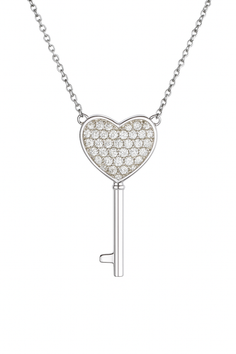 Sterling Silver Heart Key Cremation Urn Pendant