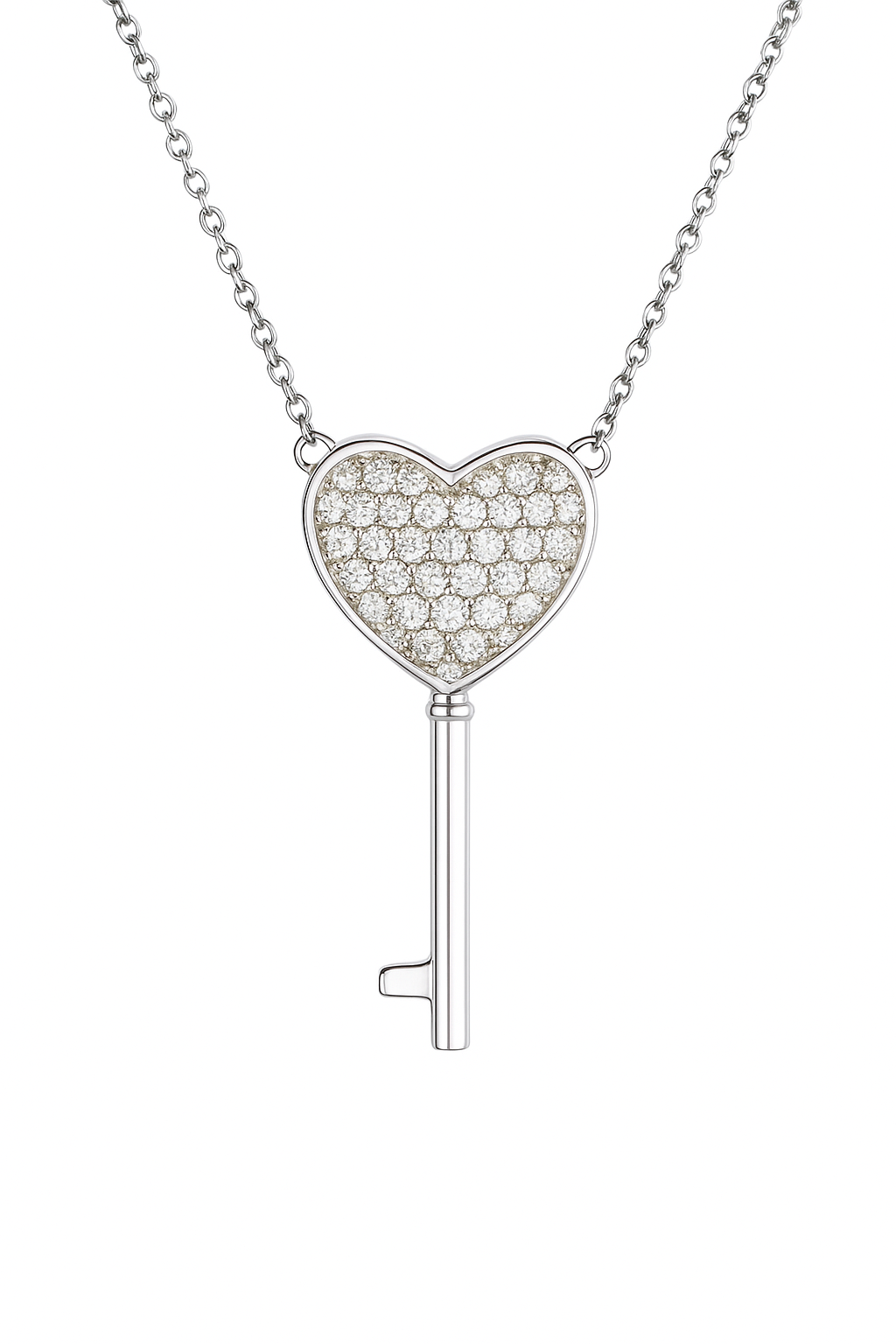 Sterling Silver Heart Key Cremation Urn Pendant