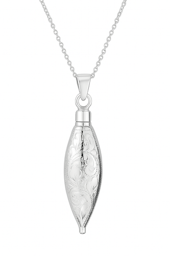 Sterling Silver Long Vintage Teardrop Cremation Urn Pendant