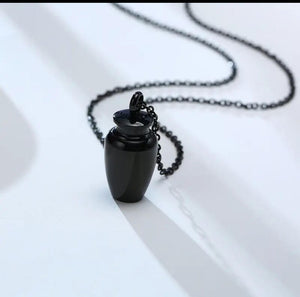 Unisex Black Earthen Jar Ashes Pendant