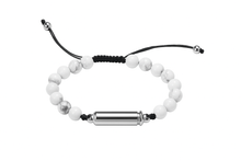 Unisex White Casual Lava Stone Urn Bracelet - Memorial Ash Keepsake Jewellery - With Optional Personalised Engraved