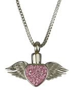 Winged Heart Cremation Urn Pendant