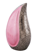 Large Pink and Silver Enamel Teardrop Urn for Adult or Pet Dog Ash Cremains Memorial