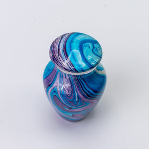 Miniature Purple and Blue Marble Effect Keepsake Urn
