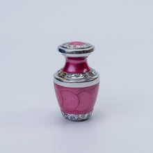 Miniature Silver and Pearl Pink Enamel Keepsake Urn